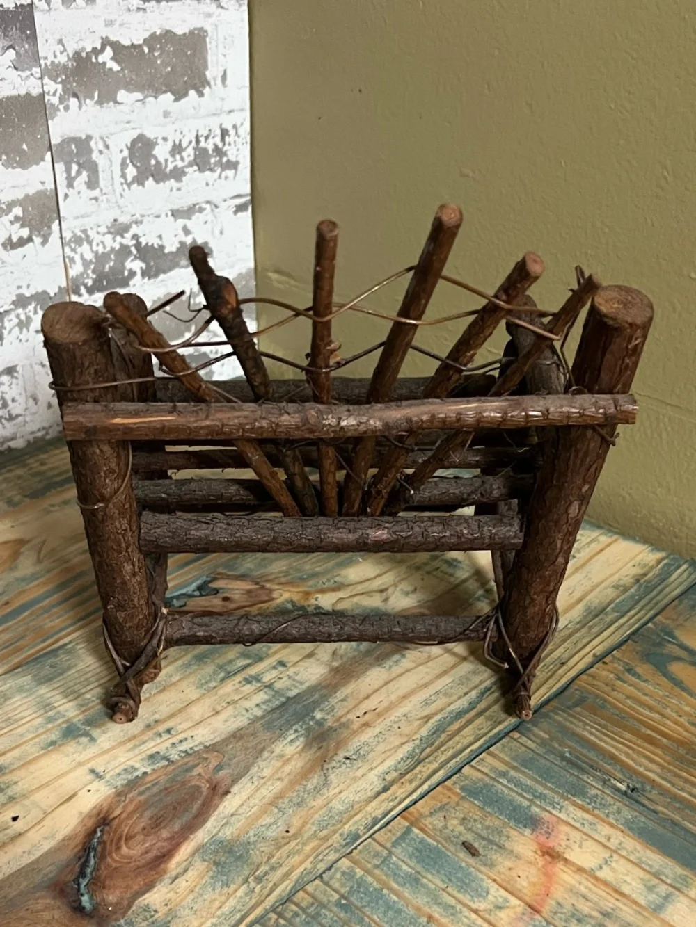 Small Bent-Twig, Folk Art Rocking Chair, Doll Sized Furniture Country Farmhouse
